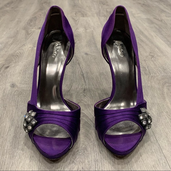 Marciano Formal Purple & Silver Open-Toe Heels with Jewel Design - Picture 3 of 5